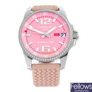 CHOPARD - a stainless steel Mille Miglia GT XL 'Racing in Pink' wrist watch, 44mm.