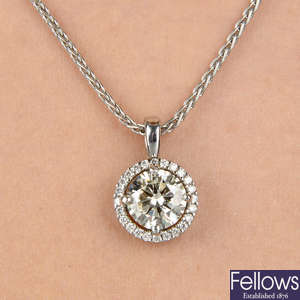 Diamond pendant, with 18ct gold chain