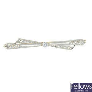 Diamond bow brooch