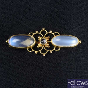 15ct gold moonstone brooch, by Liberty & Co.
