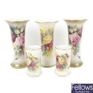 Five Royal Worcester vases
