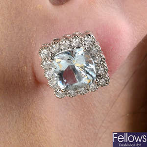18ct gold aquamarine & diamond earrings
