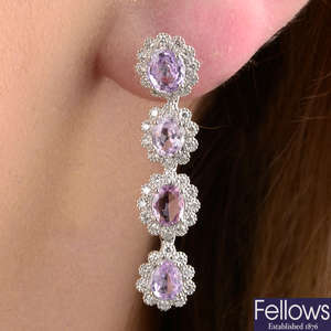 Pink sapphire & diamond earrings