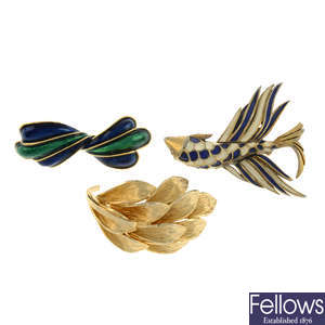 Mixed designers - three brooches.