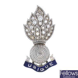 Gold diamond Royal Artillery regimental brooch