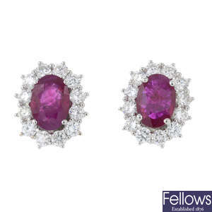 18ct gold ruby & diamond earrings