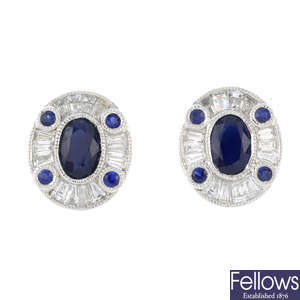 18ct gold sapphire & diamond cluster earrings