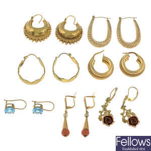 Seven pairs of earrings