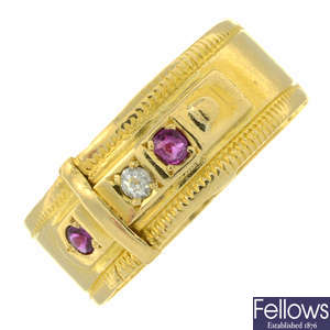 Edwardian 18ct gold gem ring