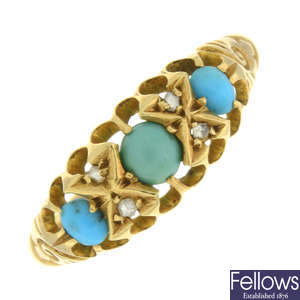 18ct gold turquoise & diamond dress ring