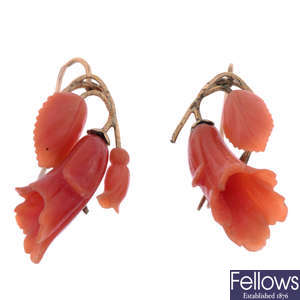 Coral floral earrings