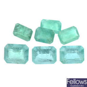 Rectangular-shape emeralds, 8.78ct