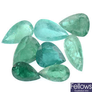 Pear-shape emeralds, 36.47ct