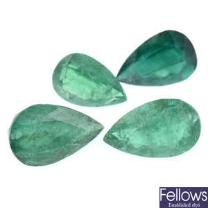 Four pear-shape emeralds, 8.91ct