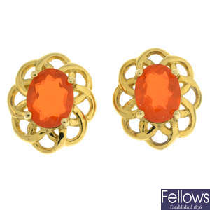 9ct gold fire opal earrings