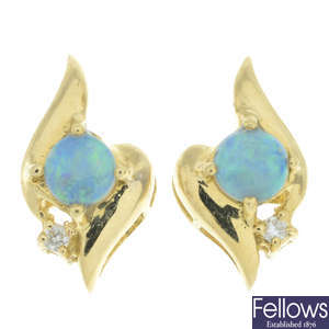 18ct gold opal & diamond earrings