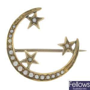 Early 20th century crescent brooch