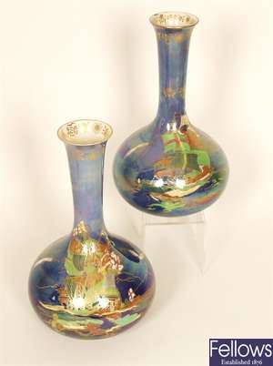 Pair Devon lustre vases