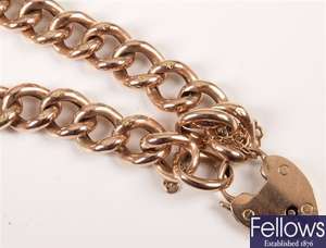 9ct rose gold part chased hollow curb link