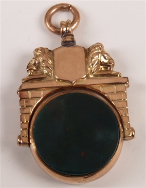 9ct rose and yellow gold round bloodstone swivel