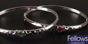 Two 9ct white gold bangles, to include a bangle