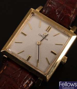 OMEGA - a gentleman's 18ct yellow gold square