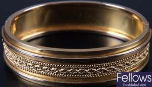 Victorian gold hinged bangle with canetille