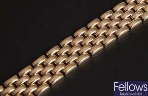9ct gold polished brick effect bracelet, 30gms.