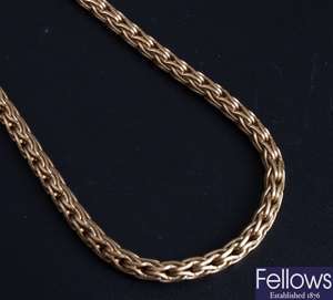 18ct gold barley link necklet of 44cms with a