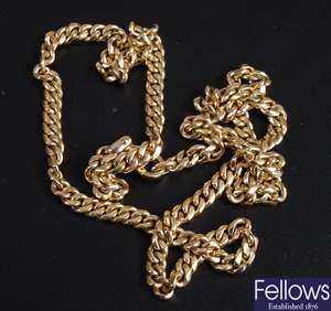 18ct gold solid curb link chain with rounded