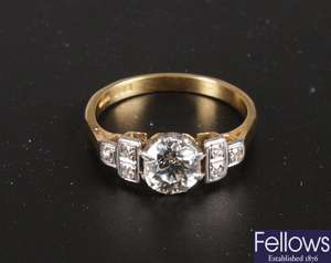 18ct gold old european cut diamond set ring with