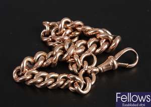 9ct rose gold graduated curb bracelet. (weight -