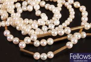  Two uniform river pearl necklets, also a a pearl
