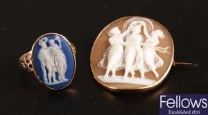 Two items, to include a shell cameo brooch