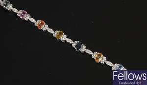 18k white gold diamond and sapphire bracelet, set