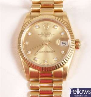 ROLEX - a midi size 18ct gold Oyster Perpetual
