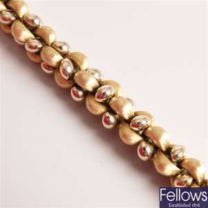 18ct gold necklet with textured and polished