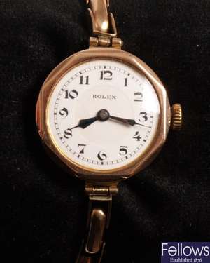 ROLEX - 1930's 9ct gold ladies watch with a