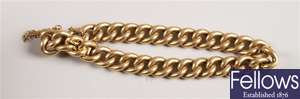 15ct gold hollow curb link bracelet of 14.3gms.