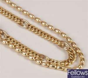 18ct gold fancy link curb chain, with a repeated