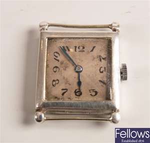 ROLEX - a gentleman's 1920's square shaped silver