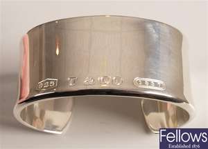 Tiffany & Co silver torque bangle, width 3.1cm,