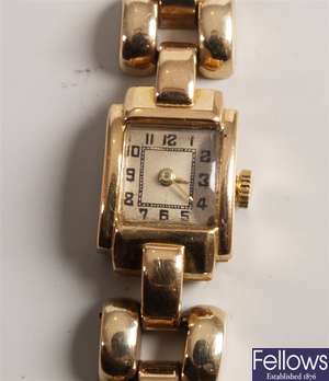 A 1950's manual 18ct gold ladies watch with a