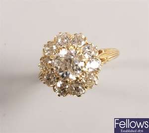 Victorian diamond cluster ring set eleven old