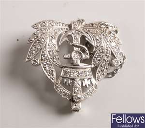 Diamond set naval brooch depicting a crown and