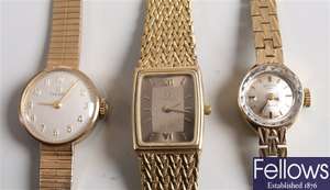 OMEGA - a ladies 10k rolled gold plated bracelet