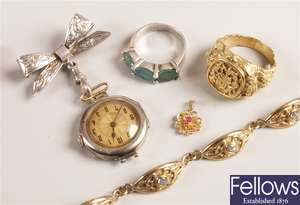 A small collection of items, to include a 9ct