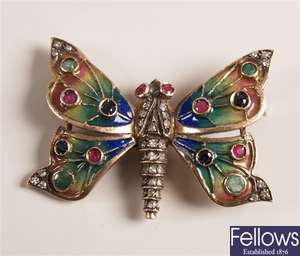 Ornate butterfly design brooch