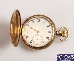 A gold plated full Hunter pocket watch by Tojan