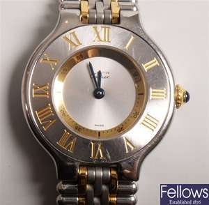 CARTIER - a ladies 18ct gold and steel "Must 21"